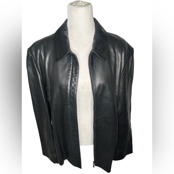 Anne Klein Classic Black 100% Leather Women's Jacket size XL - Picture 1 of 9